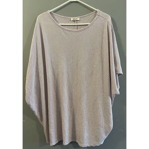 Blumin Apparel Womens Purple White Diagonal Stripe Shirt Top L